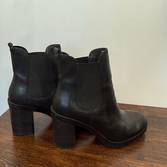Crown Vintage Women’s after hours Chelsea black leather ankle chunky sole boot s - Picture 7 of 9